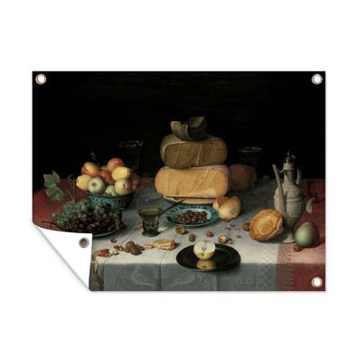 Outdoor-Poster Gartenposter 40x30 cm Stilleben mit Käse - Kunstwerk - Alte Meister