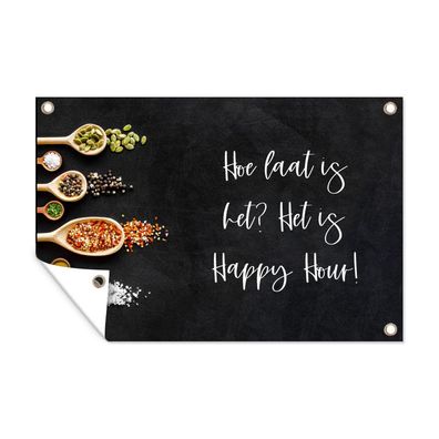 Outdoor-Poster Gartenposter 120x80 cm Wie spät ist es? Es ist Happy Hour! - Küche -