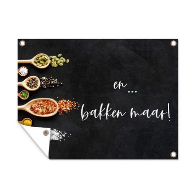 Outdoor-Poster Gartenposter 120x90 cm Und... Backen Sie! - Küche - Sprichwörter - Zi