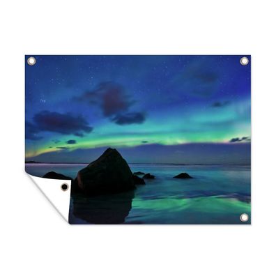 Outdoor-Poster Gartenposter 120x90 cm Himmel - Landschaft - Polarlicht