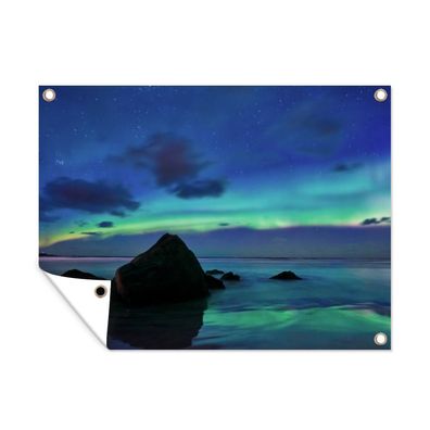 Outdoor-Poster Gartenposter 120x90 cm Himmel - Landschaft - Polarlicht