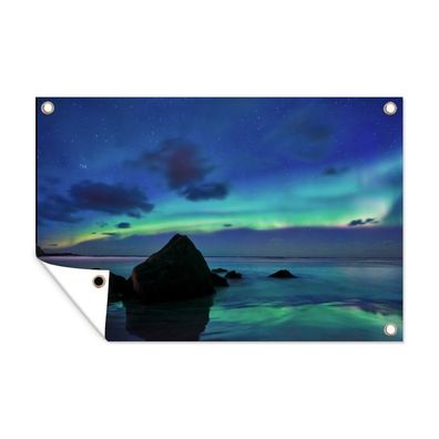 Outdoor-Poster Gartenposter 120x80 cm Himmel - Landschaft - Polarlicht