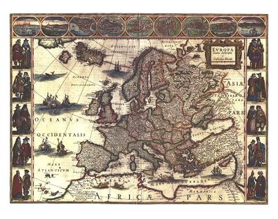 Blaeu's Map of Europe von 1620 (Digitaldruck),