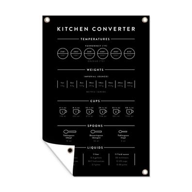Outdoor-Poster Gartenposter 60x90 cm Handbuch - Gewichte - Küche - Kochen - Messbech