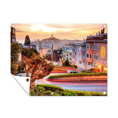 Outdoor-Poster Gartenposter 80x60 cm Stadt - Garten - Licht (Gr. 80x60 cm)
