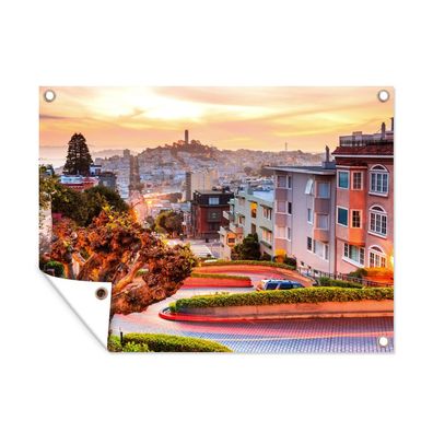 Outdoor-Poster Gartenposter 80x60 cm Stadt - Garten - Licht (Gr. 80x60 cm)