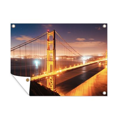 Outdoor-Poster Gartenposter 40x30 cm Brücke - Wasser - Abend - Amerika