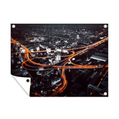 Outdoor-Poster Gartenposter 40x30 cm Skyline - Verkehr - Nacht (Gr. 40x30 cm)