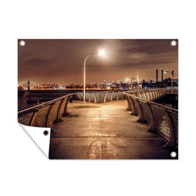 Outdoor-Poster Gartenposter 120x90 cm Stadt - Laternenpfahl - Nacht (Gr. 120x90 cm)