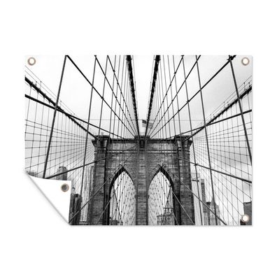 Outdoor-Poster Gartenposter 120x90 cm Brücke - Architektur - Schwarz - Weiß - USA