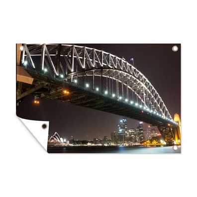 Outdoor-Poster Gartenposter 90x60 cm Brücke - Nacht - Skyline (Gr. 90x60 cm)