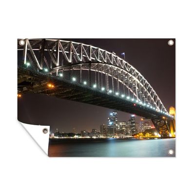 Outdoor-Poster Gartenposter 40x30 cm Brücke - Nacht - Skyline (Gr. 40x30 cm)