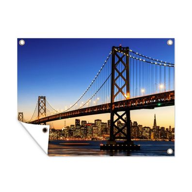 Outdoor-Poster Gartenposter 120x90 cm Brücke - San Francisco - Skyline