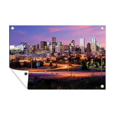 Outdoor-Poster Gartenposter 60x40 cm Abend - Verkehr - Stadt (Gr. 60x40 cm)