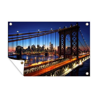 Outdoor-Poster Gartenposter 60x40 cm Brücke - Nacht - Architektur - USA