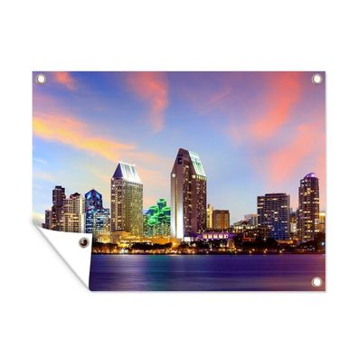 Outdoor-Poster Gartenposter 80x60 cm Skyline - Vereinigte Staaten - Wasser