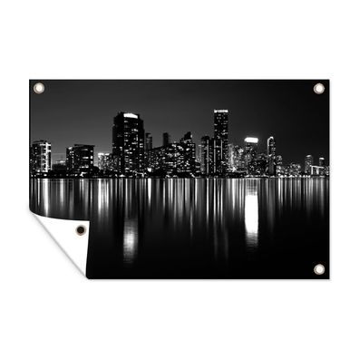 Outdoor-Poster Gartenposter 90x60 cm New York - Skyline - Nacht (Gr. 90x60 cm)