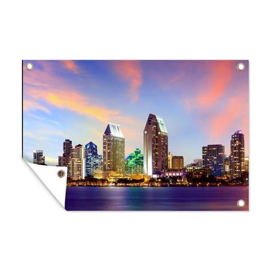 Outdoor-Poster Gartenposter 90x60 cm Skyline - Vereinigte Staaten - Wasser