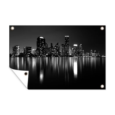 Outdoor-Poster Gartenposter 90x60 cm New York - Skyline - Nacht (Gr. 90x60 cm)