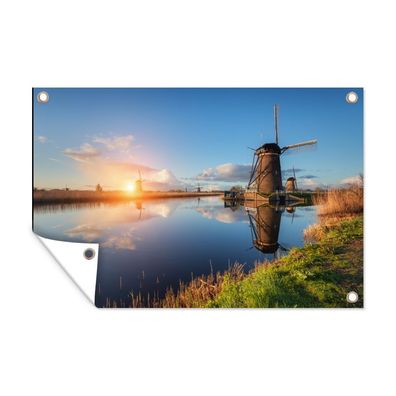 Outdoor-Poster Gartenposter 90x60 cm Windmühle - Wasser - Sonne (Gr. 90x60 cm)
