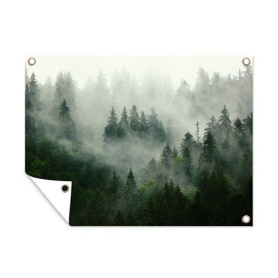 Outdoor-Poster Gartenposter 40x30 cm Wald - Nebel - Bäume - Natur (Gr. 40x30 cm)