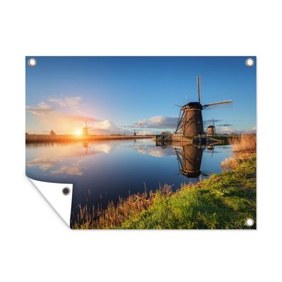 Outdoor-Poster Gartenposter 120x90 cm Windmühle - Wasser - Sonne (Gr. 120x90 cm)