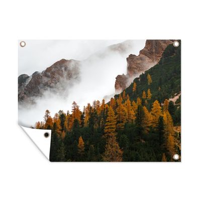 Outdoor-Poster Gartenposter 40x30 cm Berg - Nebel - Wald (Gr. 40x30 cm)