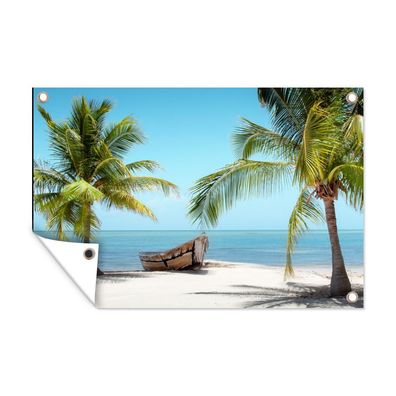 Outdoor-Poster Gartenposter 60x40 cm Palme - Boot - Strand (Gr. 60x40 cm)