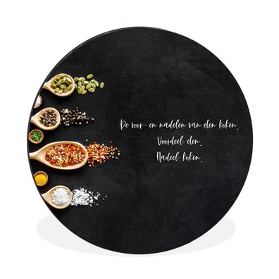 Wandbild Runde Bilder 120x120 cm Das Für und Wider des Kochens - Kochen - Zitate - Hu