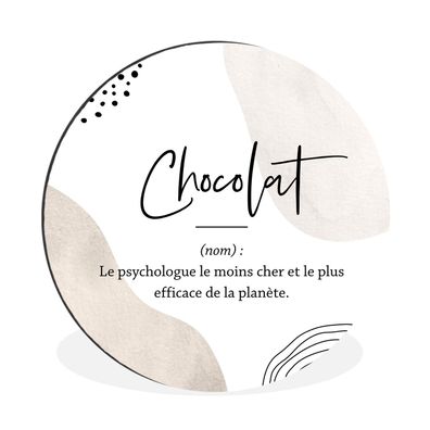 Wandbild Runde Bilder 90x90 cm Zitate - Chocolat - Sprichwörter - Wörterbuch - Defini