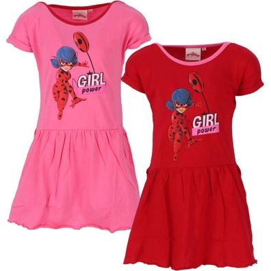 Miraculous Kinderkleid Ladybug Kleid Sommerkleid Gr. 98 - 128- rot und rosa