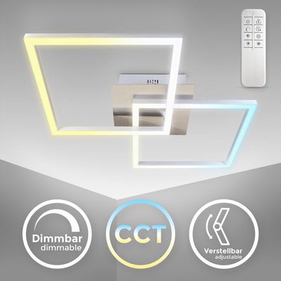 LED Deckenlampe dimmbar CCT Leuchte Fernbedienung chrom-alu 20W Nachtlicht Timer