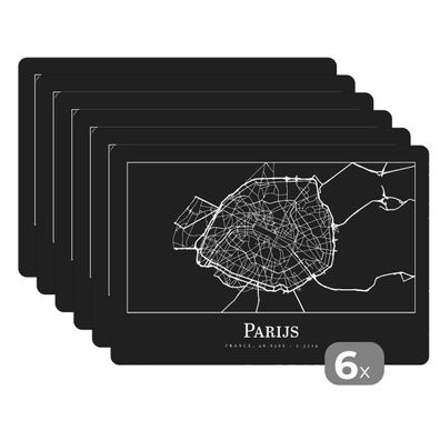 Placemats Tischset 6-teilig 45x30 cm Paris - Karte - Stadtplan (Gr. 45x30 cm)