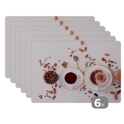 Placemats Tischset 6-teilig 45x30 cm Kaffee - Kaffeebohnen - Schokolade