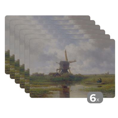 Placemats Tischset 6-teilig 45x30 cm Mühle - Willem Roelofs - Alte Meister - Kunst