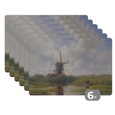 Placemats Tischset 6-teilig 45x30 cm Mühle - Willem Roelofs - Alte Meister - Kunst