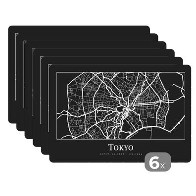 Placemats Tischset 6-teilig 45x30 cm Karte - Tokio - Stadtplan - Karte