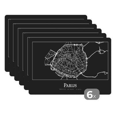 Placemats Tischset 6-teilig 45x30 cm Paris - Karte - Stadtplan (Gr. 45x30 cm)