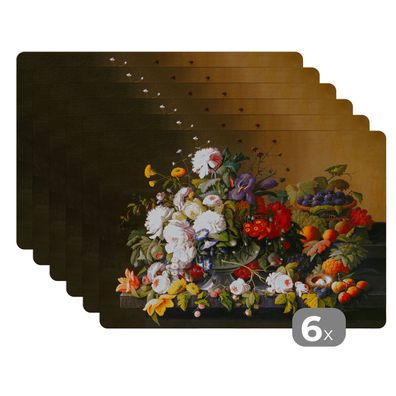 Placemats Tischset 6-teilig 45x30 cm Stilleben mit Blumen und Früchten - Kunstwerk
