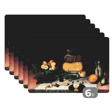 Placemats Tischset 6-teilig 45x30 cm Stilleben mit Käse - Kunstwerk - Alte Meister