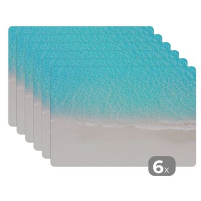 Placemats Tischset 6-teilig 45x30 cm Blau - Wasser - Strand (Gr. 45x30 cm)