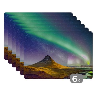 Placemats Tischset 6-teilig 45x30 cm Aurora - Nordlichter - Nacht (Gr. 45x30 cm)