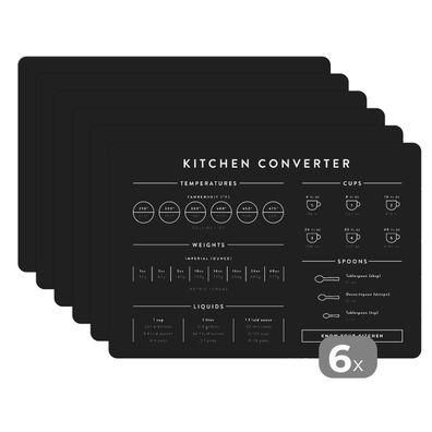 Placemats Tischset 6-teilig 45x30 cm Handbuch - Gewichte - Küche - Kochen - Messbec