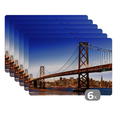 Placemats Tischset 6-teilig 45x30 cm Brücke - San Francisco - Skyline