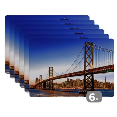Placemats Tischset 6-teilig 45x30 cm Brücke - San Francisco - Skyline