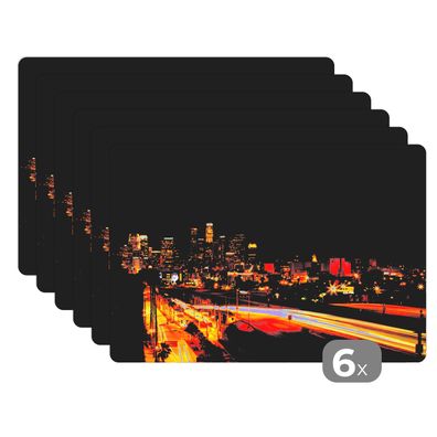 Placemats Tischset 6-teilig 45x30 cm Nacht - Stadt - Denver (Gr. 45x30 cm)