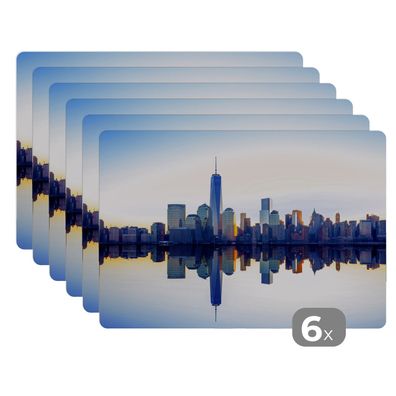 Placemats Tischset 6-teilig 45x30 cm Skyline - New York - Wasser (Gr. 45x30 cm)