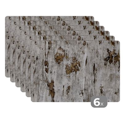 Placemats Tischset 6-teilig 45x30 cm Birke - Weiß - Holz (Gr. 45x30 cm)
