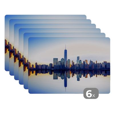 Placemats Tischset 6-teilig 45x30 cm Skyline - New York - Wasser (Gr. 45x30 cm)