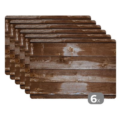 Placemats Tischset 6-teilig 45x30 cm Regale - Holz - Dunkel (Gr. 45x30 cm)